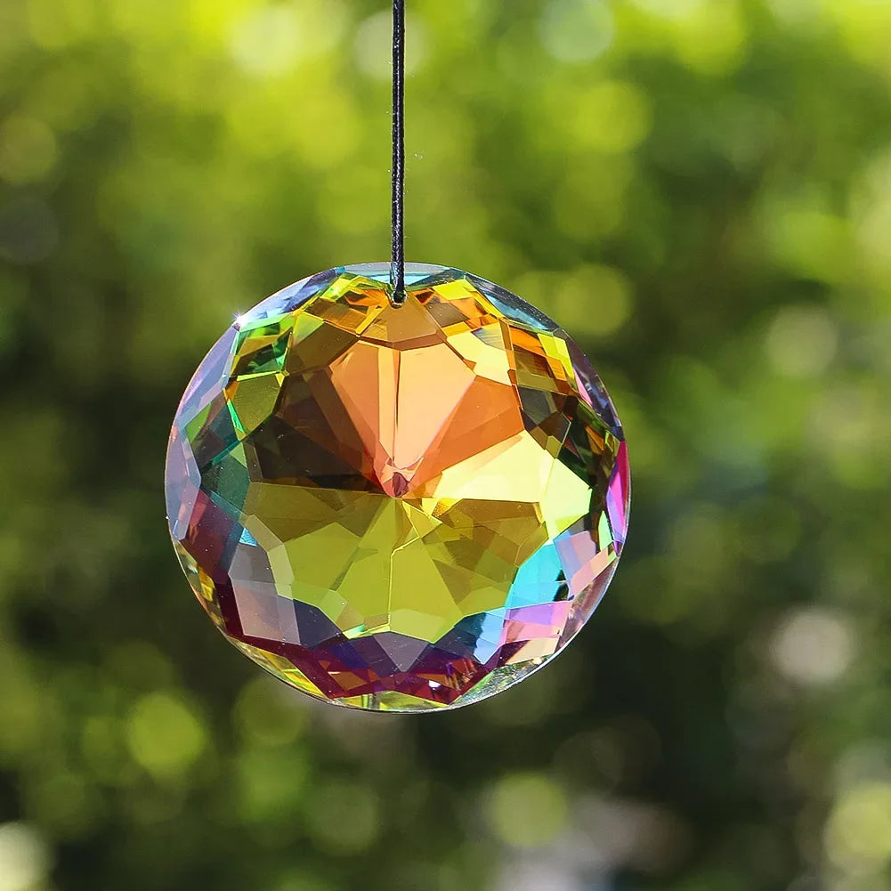 Mandala Crystal Suncatcher Prisms: Sunflower Glass Pendant, Rainbow Maker Chandelier Parts