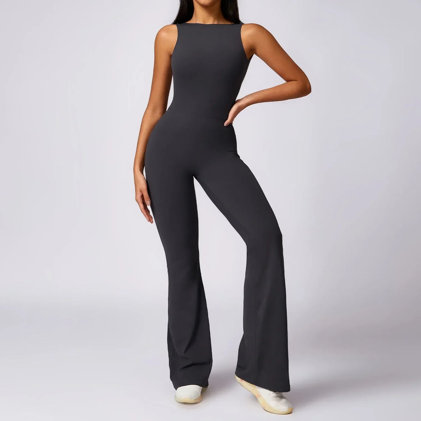 Women's Solid Seamless Push Up One Piece Fitness Training Yoga Jumpsuit