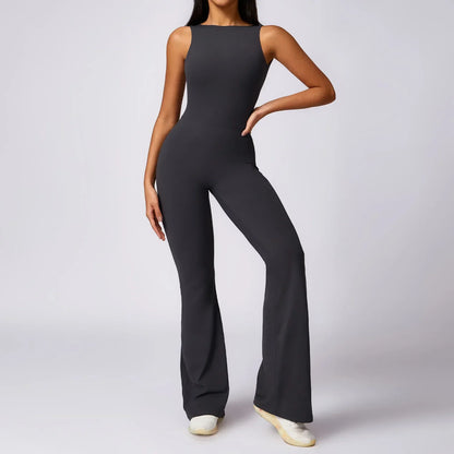 Women's Solid Seamless Push Up One Piece Fitness Training Yoga Jumpsuit