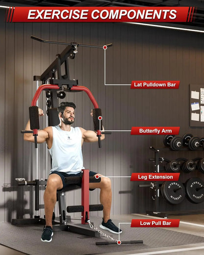 Home Gym Workout Equipment for Strength Training, Full Body, Chest Press, LAT Pull down, Leg Extension & Cable System