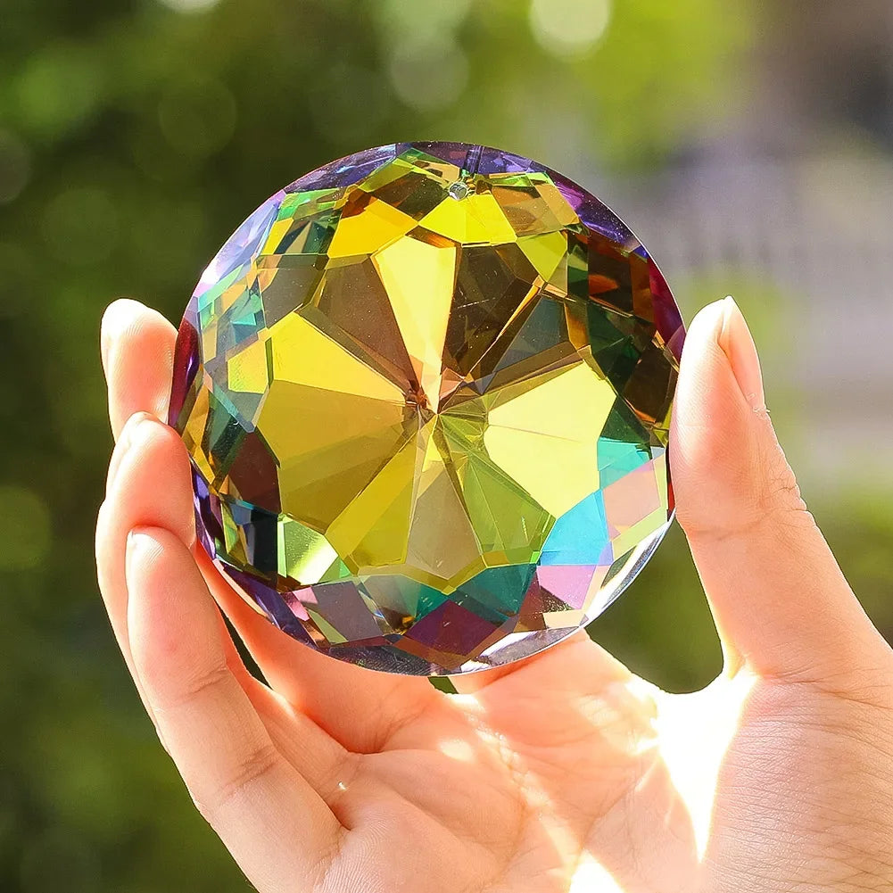 Mandala Crystal Suncatcher Prisms: Sunflower Glass Pendant, Rainbow Maker Chandelier Parts