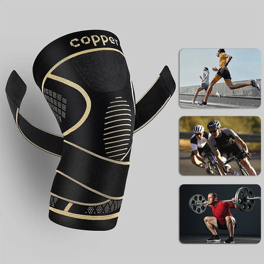 Flexible & Non-Slip Copper Fiber Knee Brace for Pain Relief, Support for Arthritis Running Yoga,