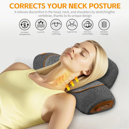 Heat, Vibration & Airbag Traction Neck Massager Pillow