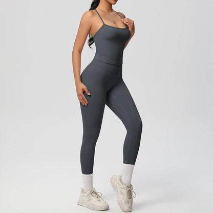 Halter Yoga Tummy Control Slimming Gym Suit