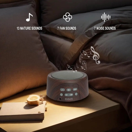 Brown Wood Grain White Noise Machine with 27 Soothing Sounds, Timer & Memory