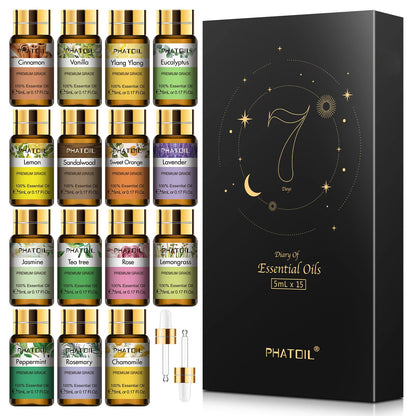 15pcs Natural Plant Aroma Essential Oil set: Eucalyptus Vanilla Mint Lavender Rose Tea Tree Oil