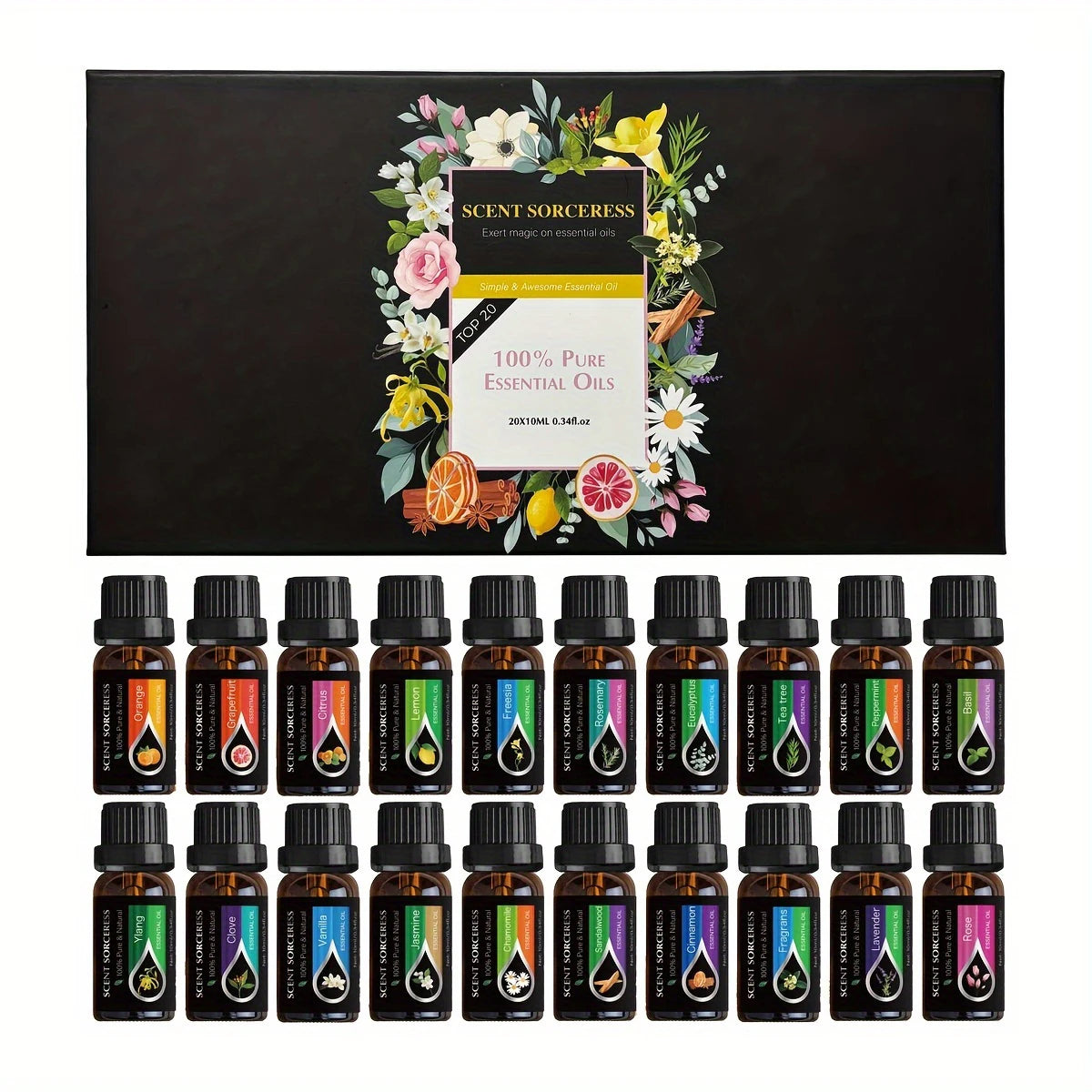 20pcs Essential Oil Set Lavender Eucalyptus Sweet Orange Lemon Massage Spa Aromatherapy Fragrance Oil