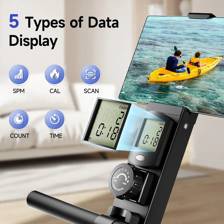 Foldable Magnetic Rowing Machines 16 Levels Quiet Resistance