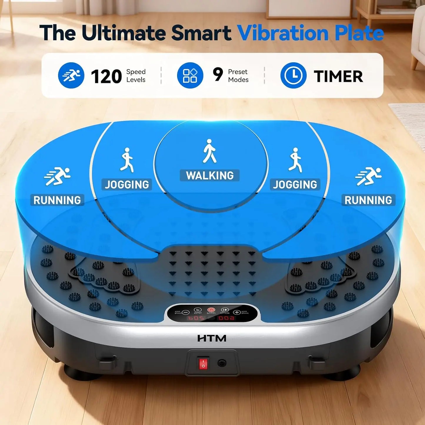 Vibration Plate Exercise Machine 120 Speed Levels 9 Preset Programs