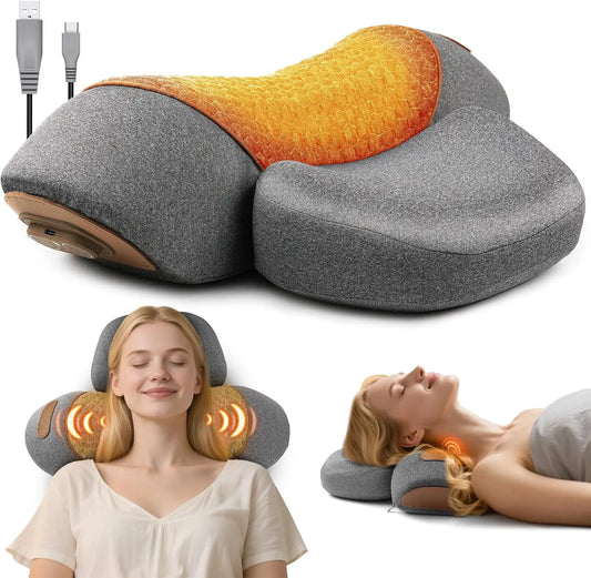 Heat, Vibration & Airbag Traction Neck Massager Pillow