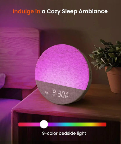 Sunrise Alarm Clock with Soothing Sounds, Dimmable Night Light, Customizable Sleep Routines