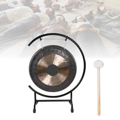 18in Sound Healing Gong on The Seaside C-Stand Traditional Gong with Mallet for Therapy Yoga