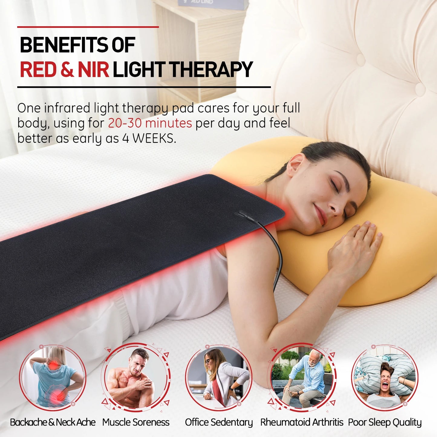 Infrared Light Heating Cushion Mat to Relax Waist Back Shoulder Muscle for Pain Relief