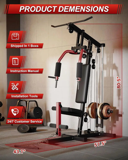 Home Gym Workout Equipment for Strength Training, Full Body, Chest Press, LAT Pull down, Leg Extension & Cable System