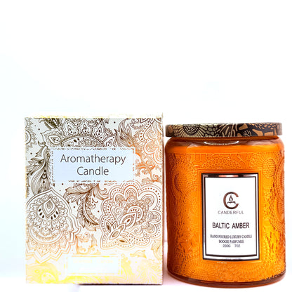 Embossed Glass Clean Burn Soy Wax Aromatherapy Candle