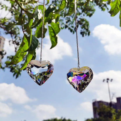 2 Inch Clear Crystal Heart Prism Pendant Suncatcher