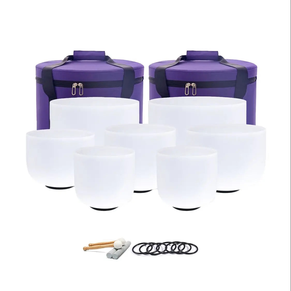 Chakra Set of 7 Crystal Singing Bowls for Yoga Musical Vibration