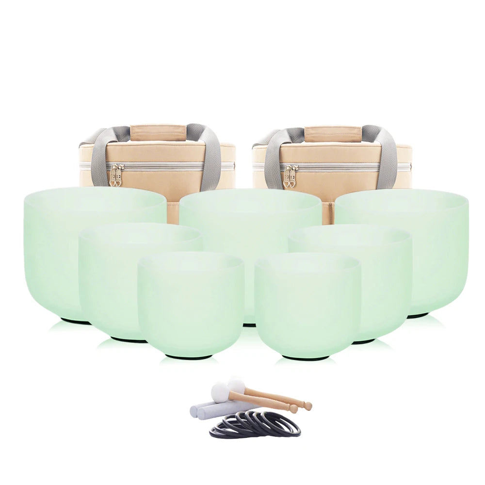 Chakra Set of 7 Crystal Singing Bowls for Yoga Musical Vibration