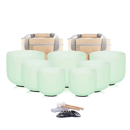 Chakra Set of 7 Crystal Singing Bowls for Yoga Musical Vibration