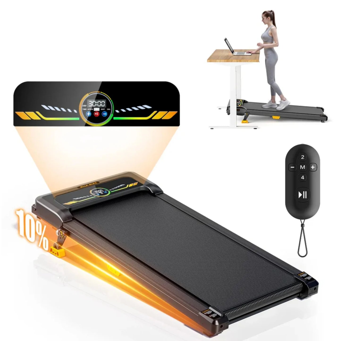 Portable Incline Treadmill with LED Display & Remote Control