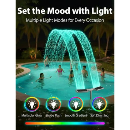 Auto Light-Sensing Pool Sprinkler Fountain: Solar Pool Fountain w 7-Color 4-Mode LED Lights