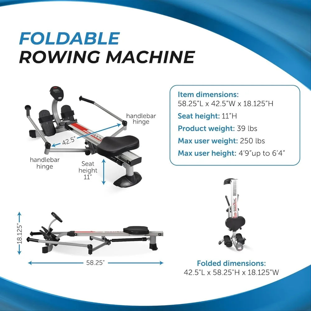 BodyTrac Glider Hydraulic Rowing Machine: Build Stamina with Cylinder Resistance,