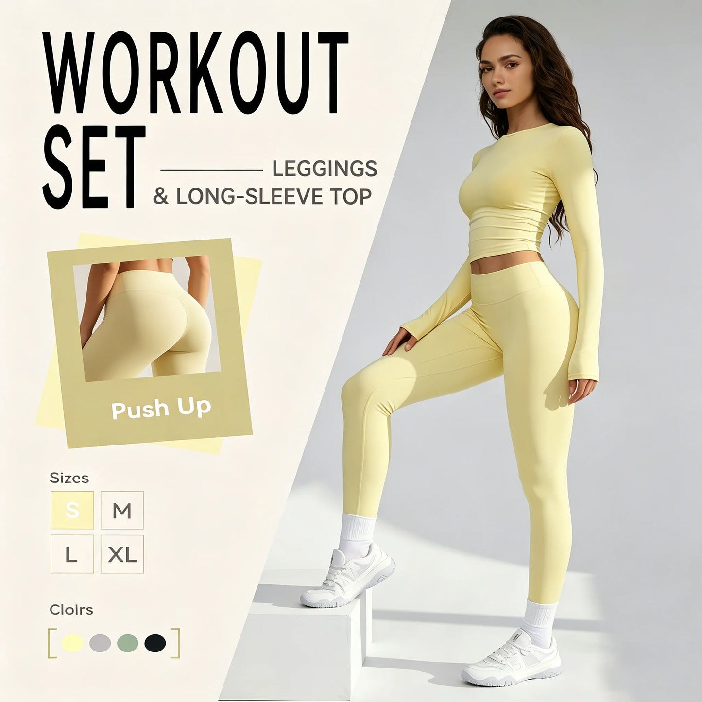 Women's 2PCS Yoga Pilates Gym Set, High Waist Breathable Quick Dry Workout Tracksuit