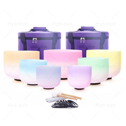 Chakra Set of 7 Crystal Singing Bowls for Yoga Musical Vibration