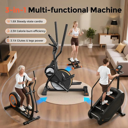 3-in-1 Home Elliptical Machine with 16-Level Resistance Quiet Magnetic System