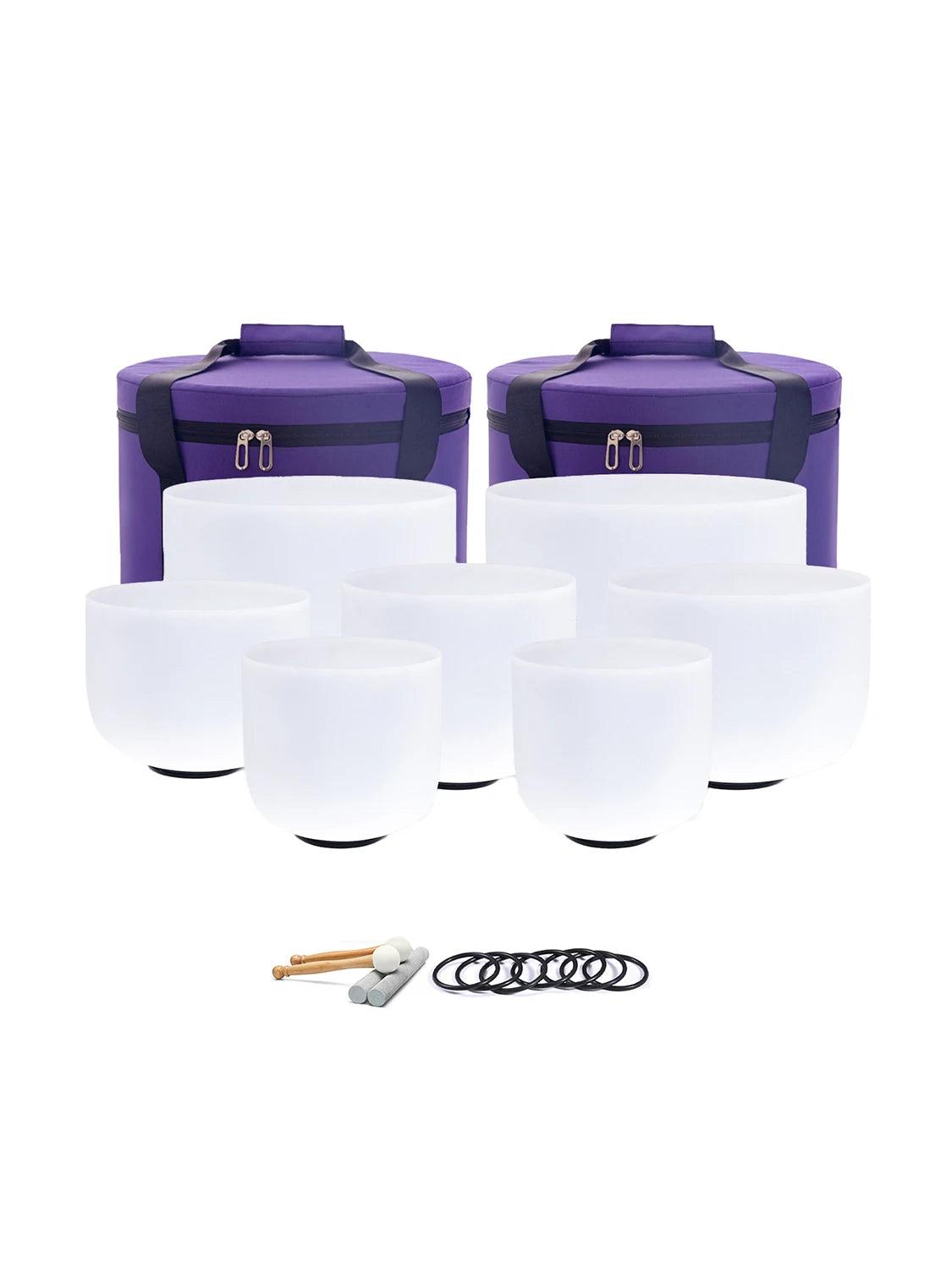 Chakra Set of 7 Crystal Singing Bowls for Yoga Musical Vibration