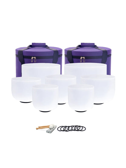 Chakra Set of 7 Crystal Singing Bowls for Yoga Musical Vibration