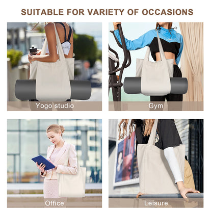 Custom Logo Big Canvas Yoga Mat Bag Multifunctional Gym Shopping Beach Travel Handbags