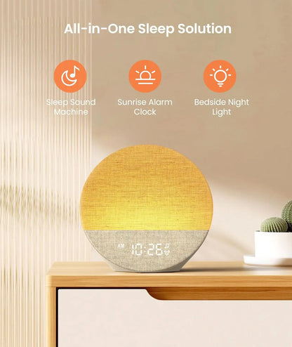 Sunrise Alarm Clock with Soothing Sounds, Dimmable Night Light, Customizable Sleep Routines