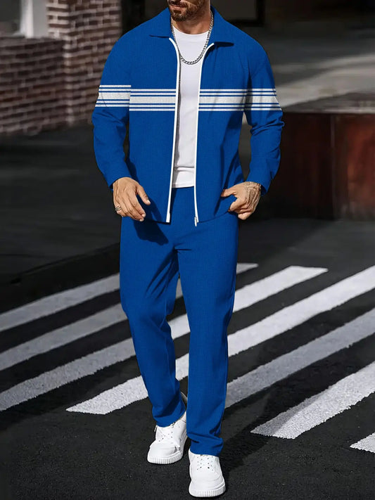 European and American men's fashionable sports long-sleeved top & long pants set
