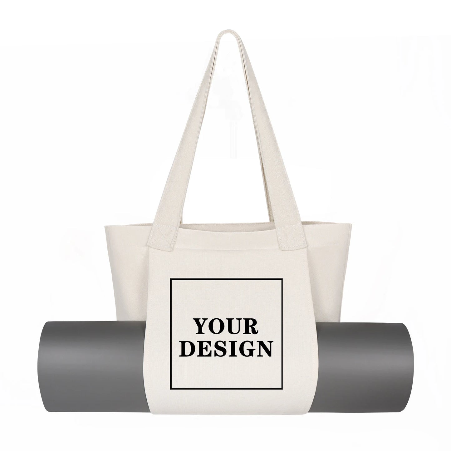 Custom Logo Big Canvas Yoga Mat Bag Multifunctional Gym Shopping Beach Travel Handbags