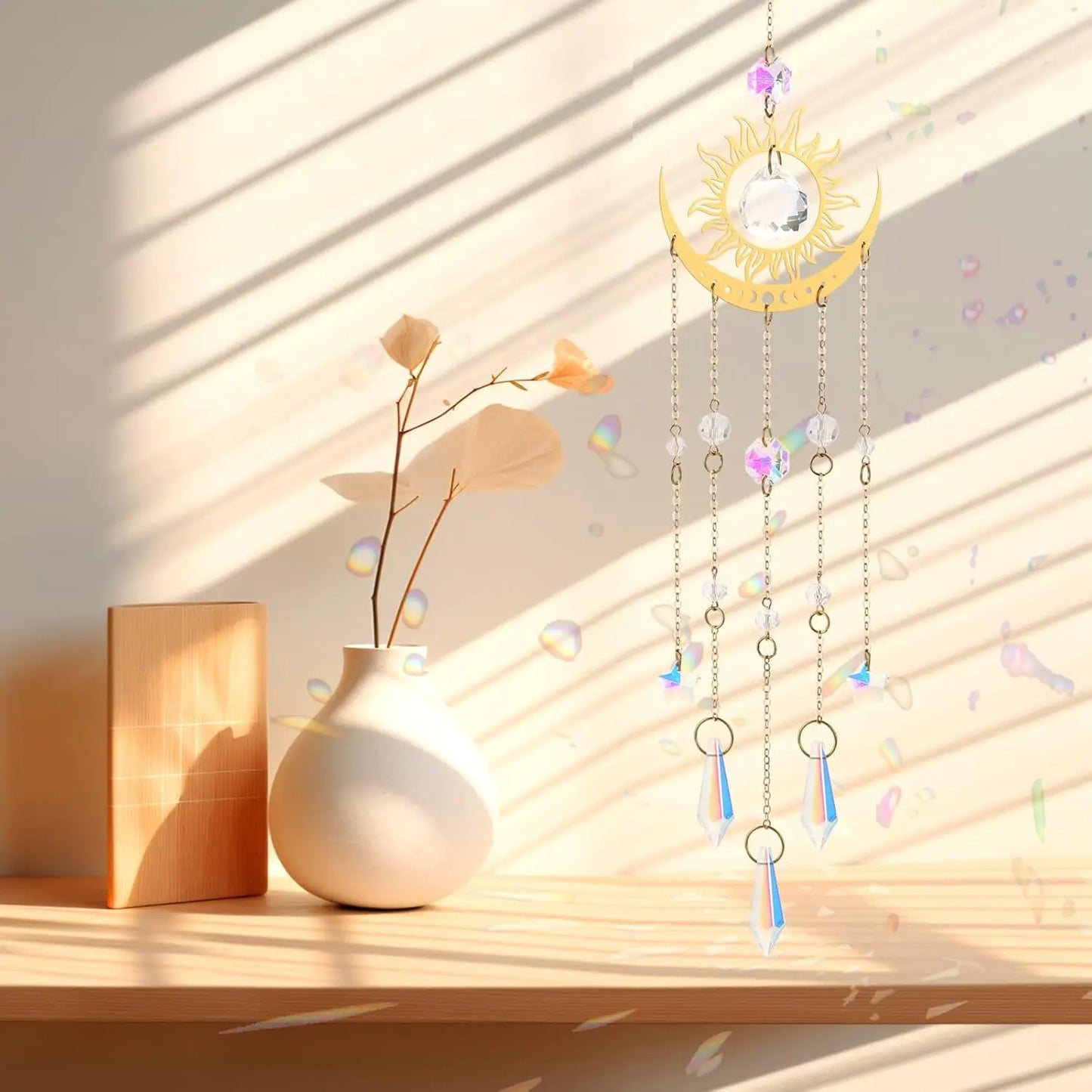 Rainbow Crystal Suncatcher, Indoor/Outdoor Home Garden Hanging Prism