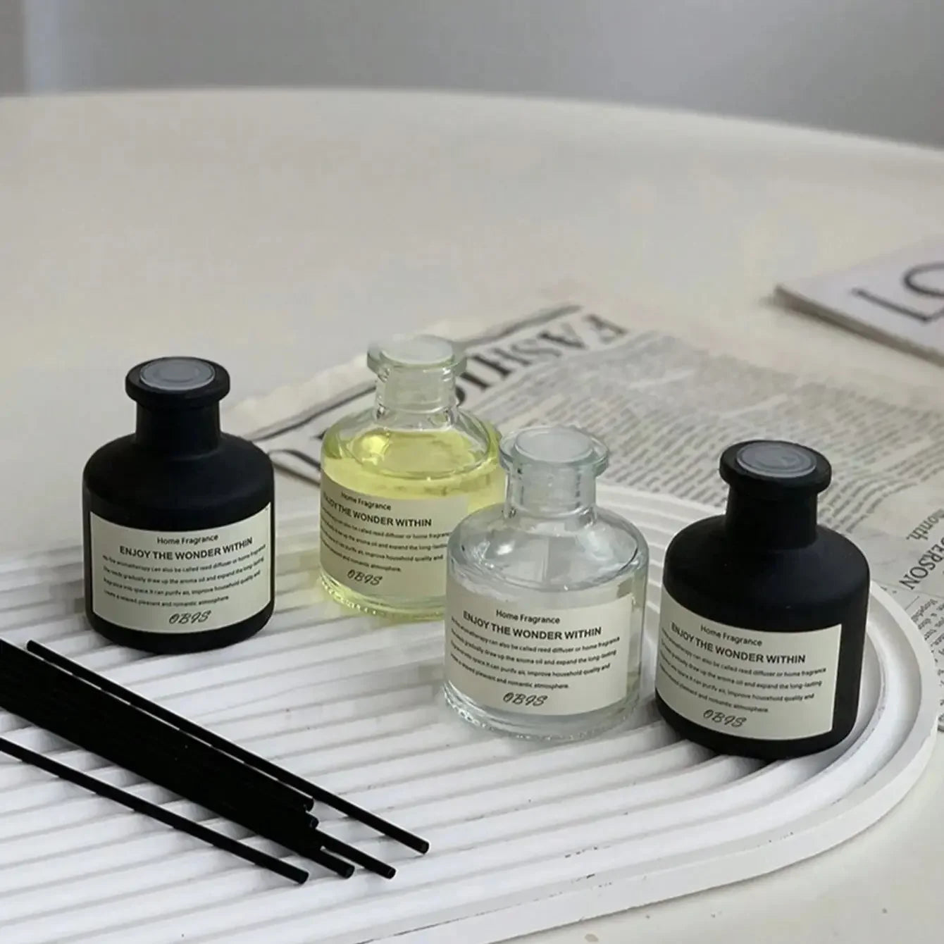 50ml Aromatherapy Essential Oil Freesia Jasmine Fragrance Oil with Flameless Reed Diffuser Sticks