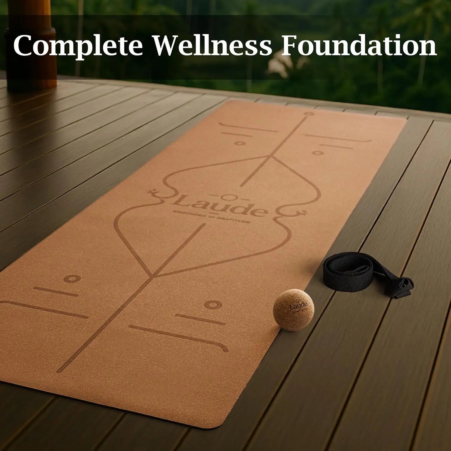 Eco-Friendly Non-Slip Cork Yoga Mat, Thick Cushioning, Alignment Lines