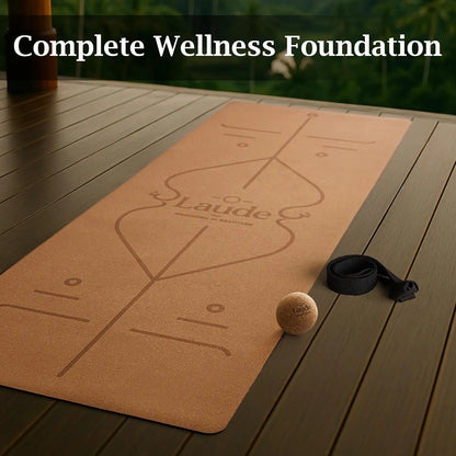 Eco-Friendly Non-Slip Cork Yoga Mat, Thick Cushioning, Alignment Lines