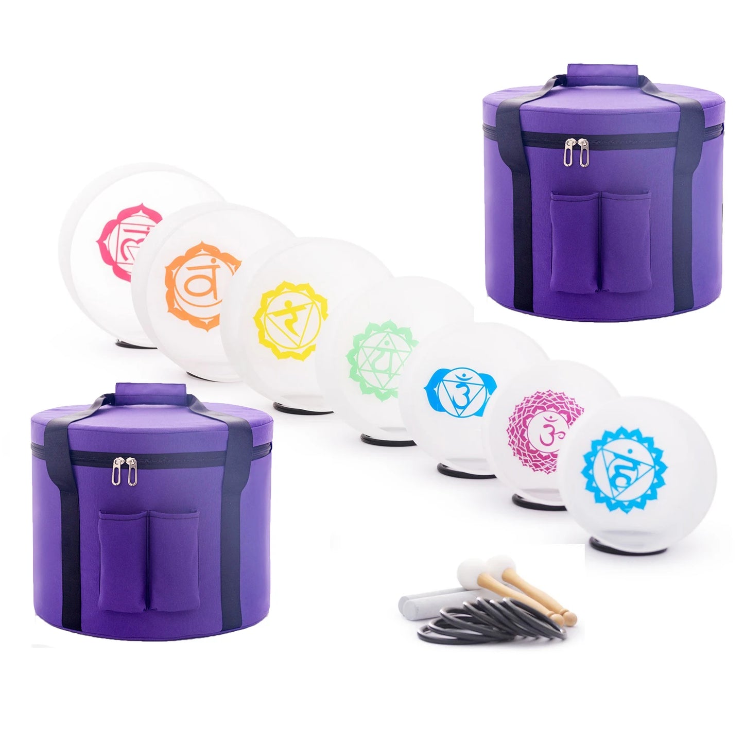 Chakra Set of 7 Crystal Singing Bowls for Yoga Musical Vibration