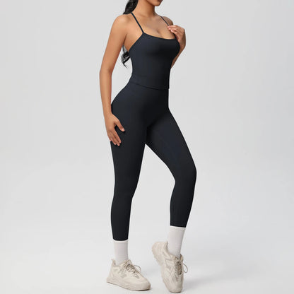 Halter Yoga Tummy Control Slimming Gym Suit