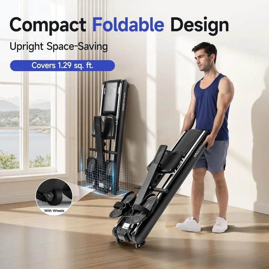 Foldable Magnetic Rowing Machines 16 Levels Quiet Resistance