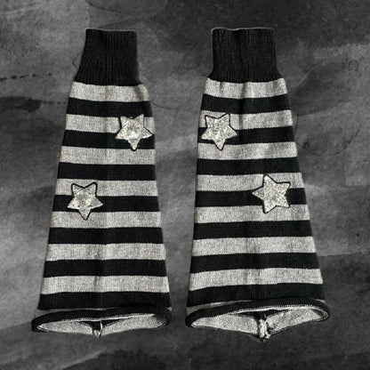 Striped Knitted Leg Warmers Knee High Socks