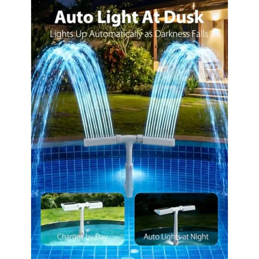 Auto Light-Sensing Pool Sprinkler Fountain: Solar Pool Fountain w 7-Color 4-Mode LED Lights