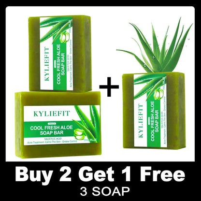 Cool Fresh Natural Aloe Vera Soap Bar for All Skin Types, Reduce Dark Spots, Acne, Smooth Skin