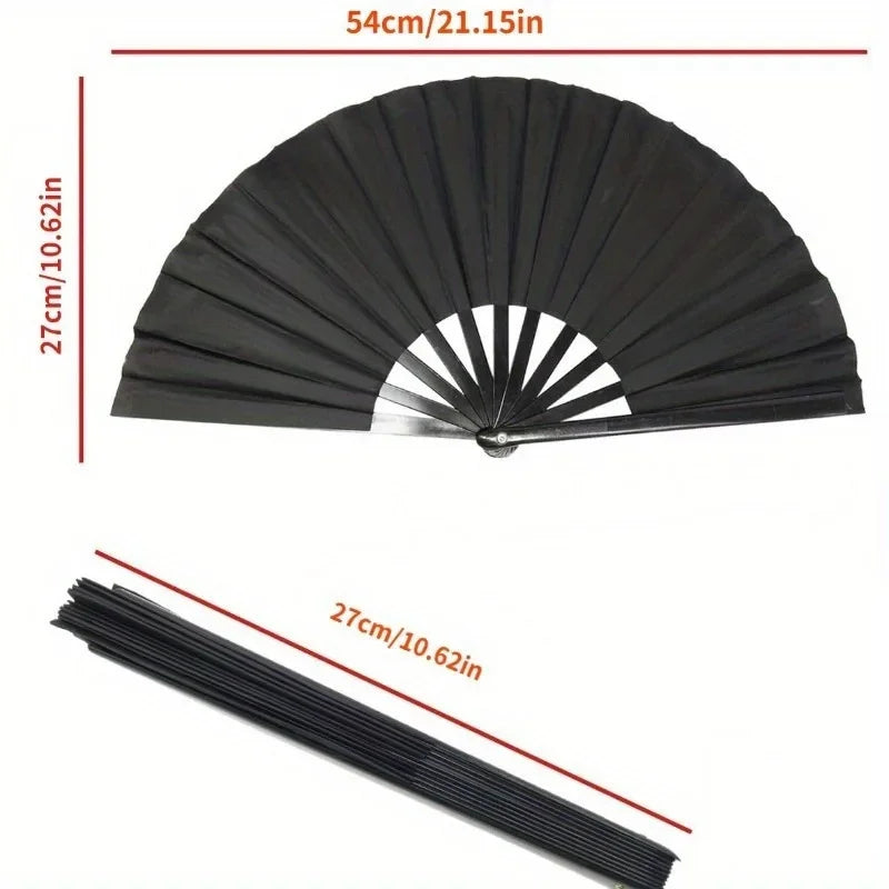 2 Pcs, (Black + Red) Taiji Folding Fan for Performance Dance