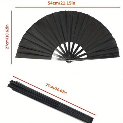 2 Pcs, (Black + Red) Taiji Folding Fan for Performance Dance