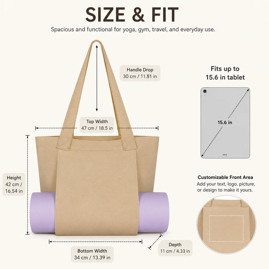 Custom Logo Big Canvas Yoga Mat Bag Multifunctional Gym Shopping Beach Travel Handbags