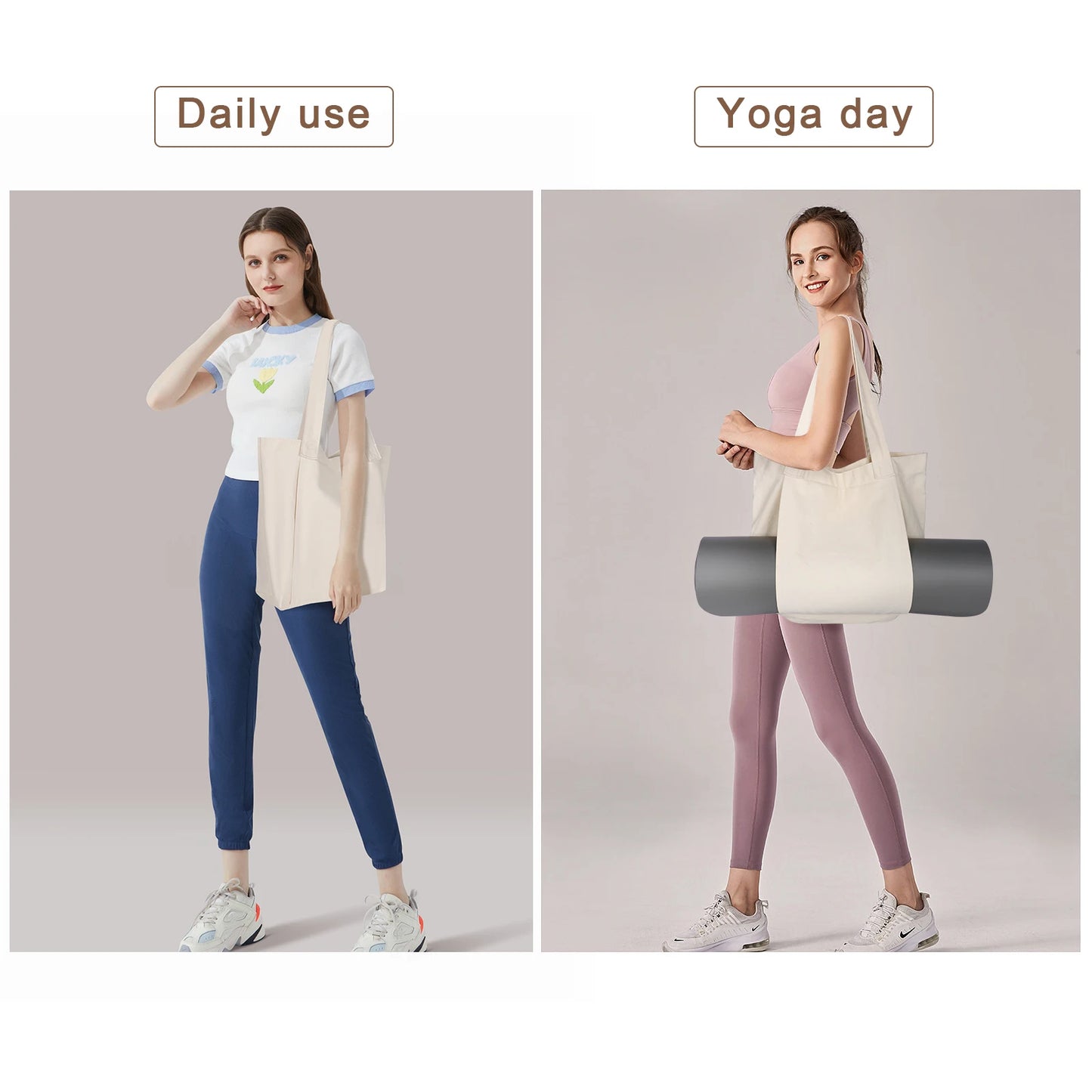 Custom Logo Big Canvas Yoga Mat Bag Multifunctional Gym Shopping Beach Travel Handbags