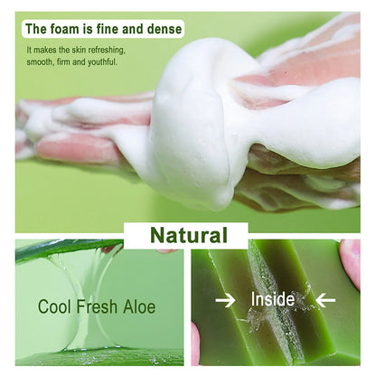 Cool Fresh Natural Aloe Vera Soap Bar for All Skin Types, Reduce Dark Spots, Acne, Smooth Skin